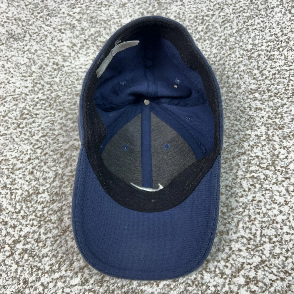 Nike Hat Cap Fitted‎ Mens One Size Blue Twill Swoosh Logo Casual Sports Gray Tag